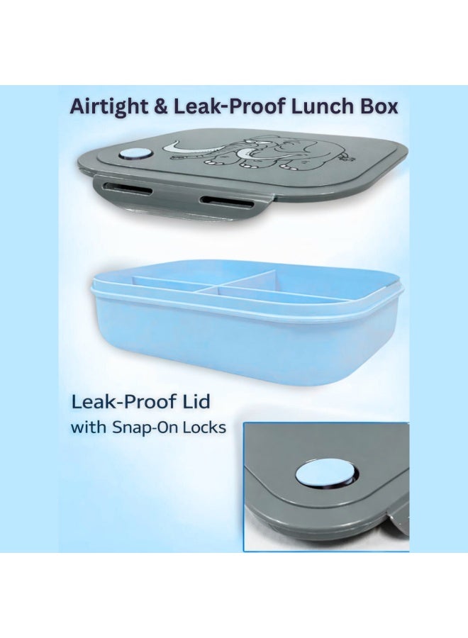 MIZAJIC Bento Lunch Box for Kids with 400ml Water Bottle Leakproof 4 Compartment Food Container Durable Unbreakable & Eco Friendly Lunch Box for School & Picnic Dishwasher Safe (Blue with Bottle) - Image 2